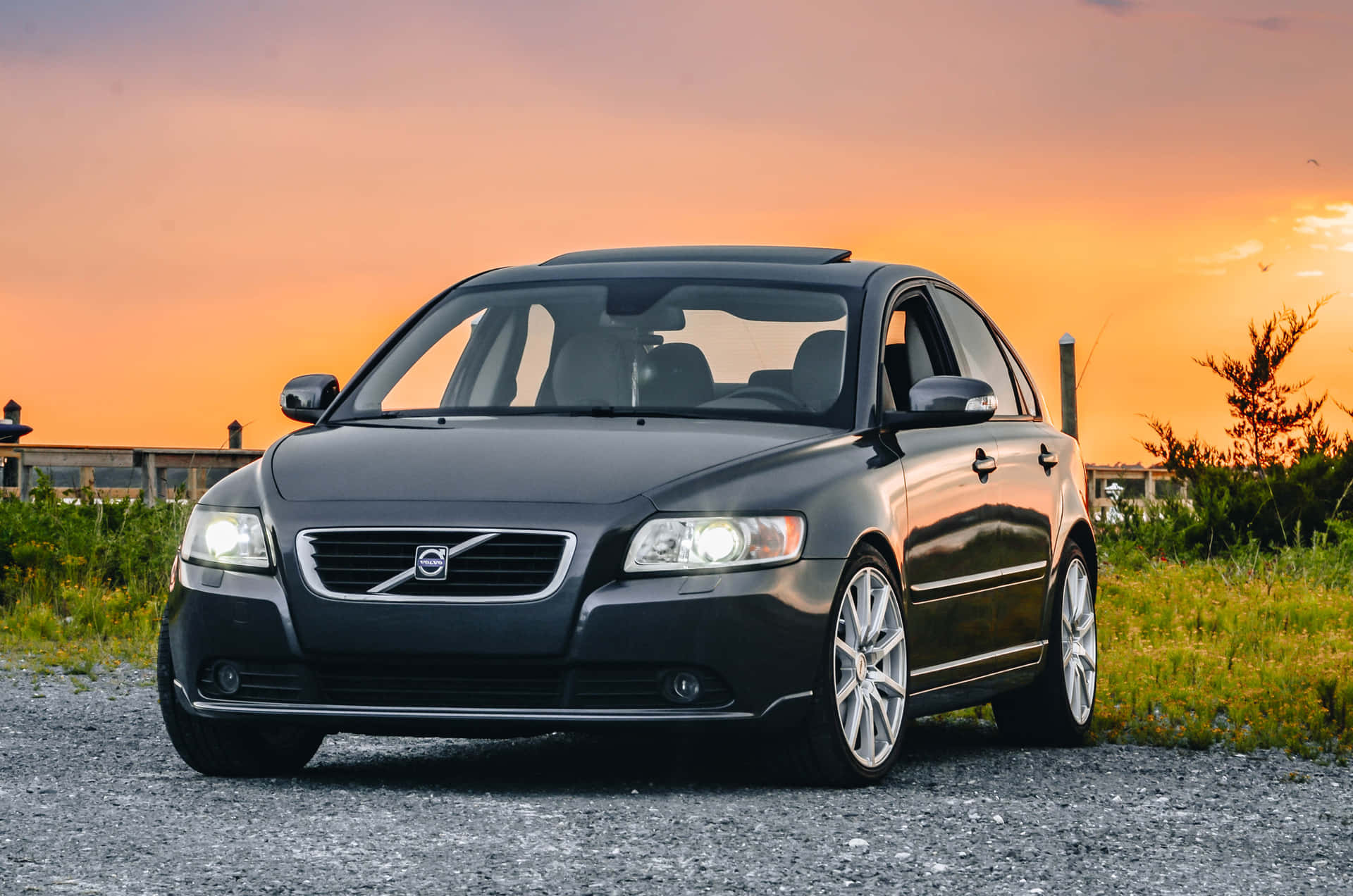 Elegant Volvo S40 Sedan Parked Outdoors Wallpaper