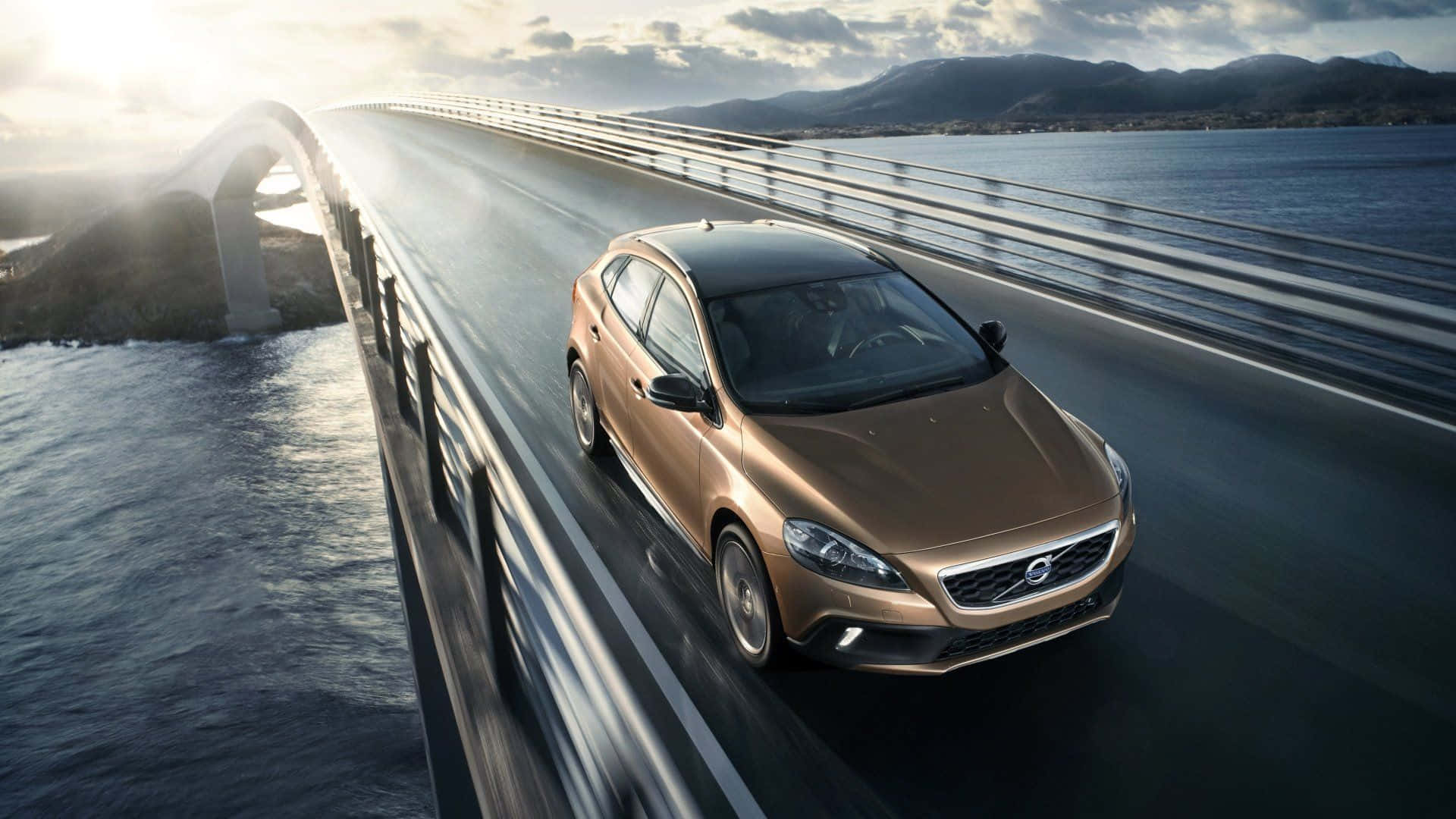 Elegant Volvo V40 In Urban Landscape Wallpaper