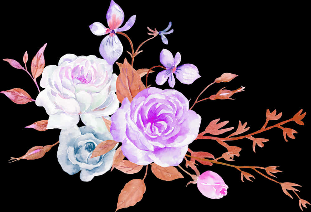 Elegant Watercolor Floral Arrangement PNG