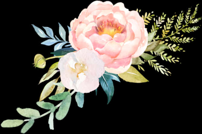 Elegant Watercolor Floral Arrangement PNG