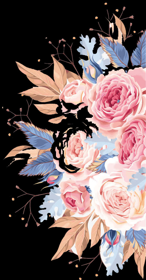 Elegant Watercolor Floral Arrangement PNG
