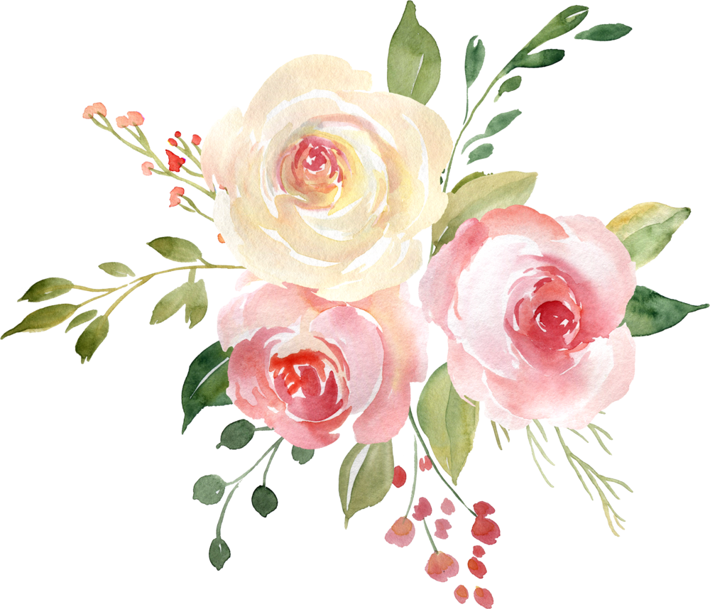 Elegant Watercolor Rose Bouquet PNG