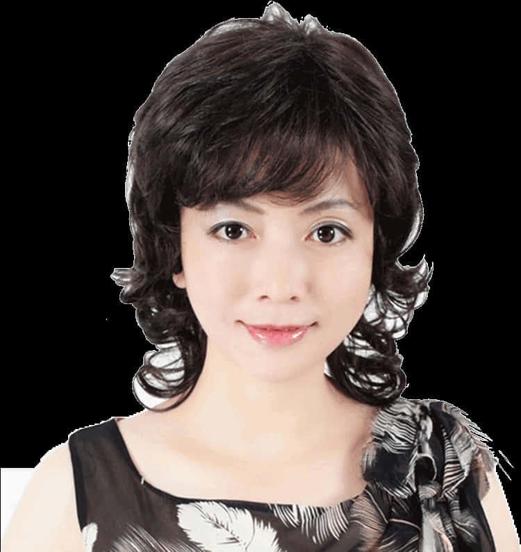 Elegant Waves Hairstyle Woman PNG