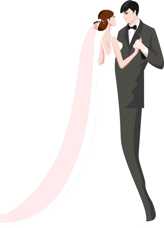 Elegant Wedding Couple Clipart PNG