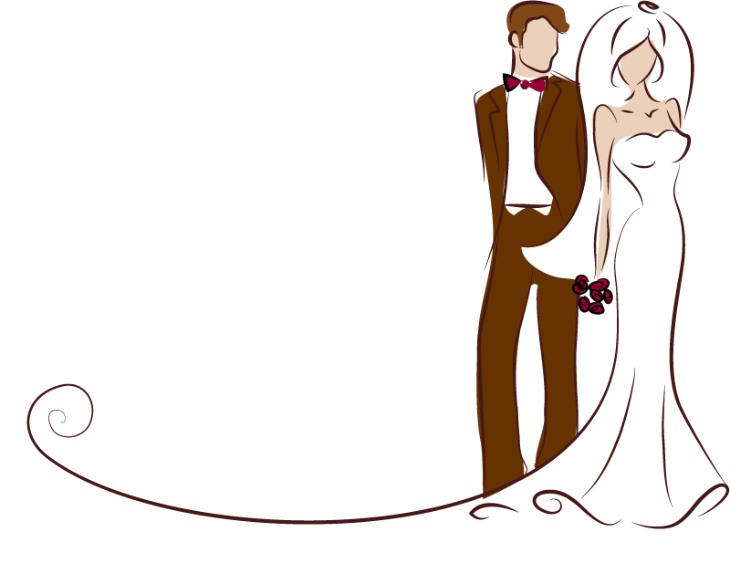 Elegant Wedding Couple Illustration PNG
