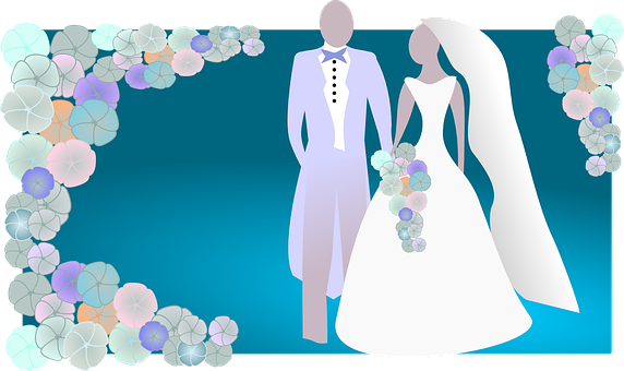Elegant Wedding Couple Silhouette PNG