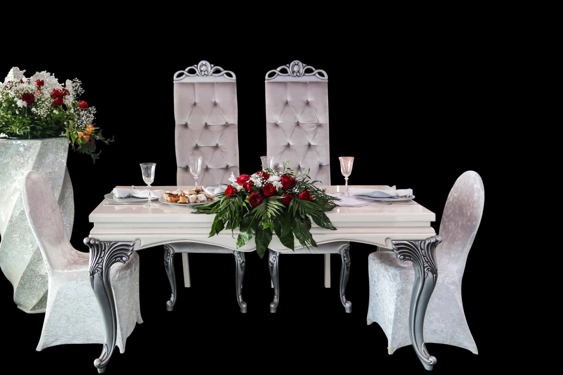 Elegant Wedding Head Table Setup PNG