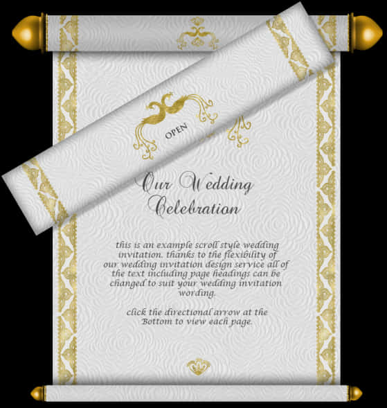 Elegant Wedding Scroll Invitation PNG