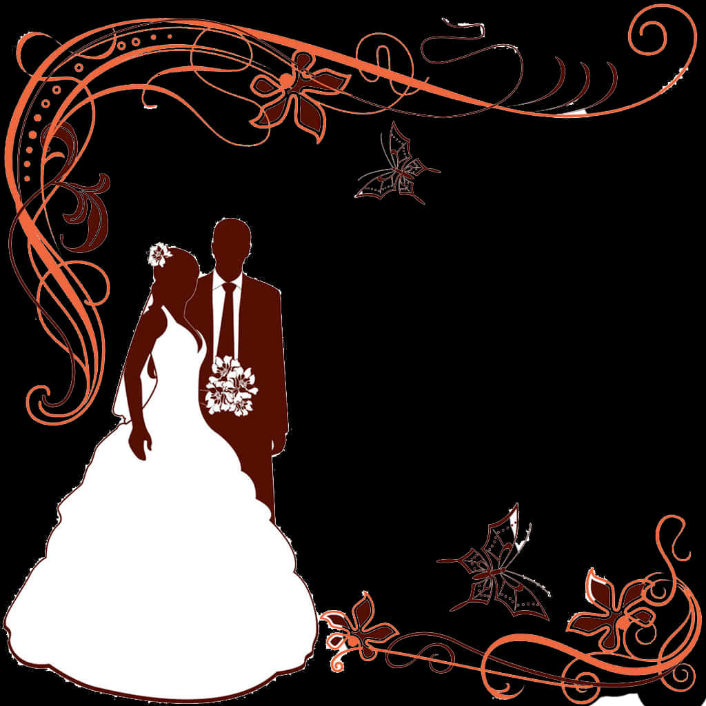 Elegant Wedding Silhouette Graphic PNG