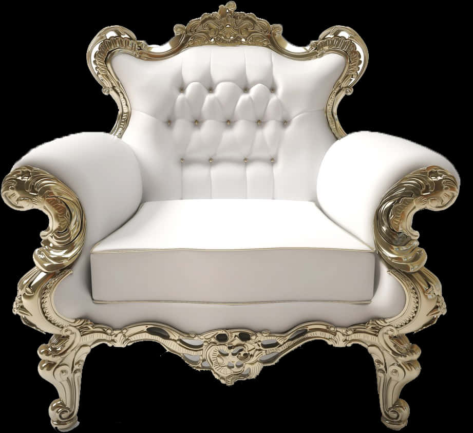 Elegant White Baroque Armchair PNG