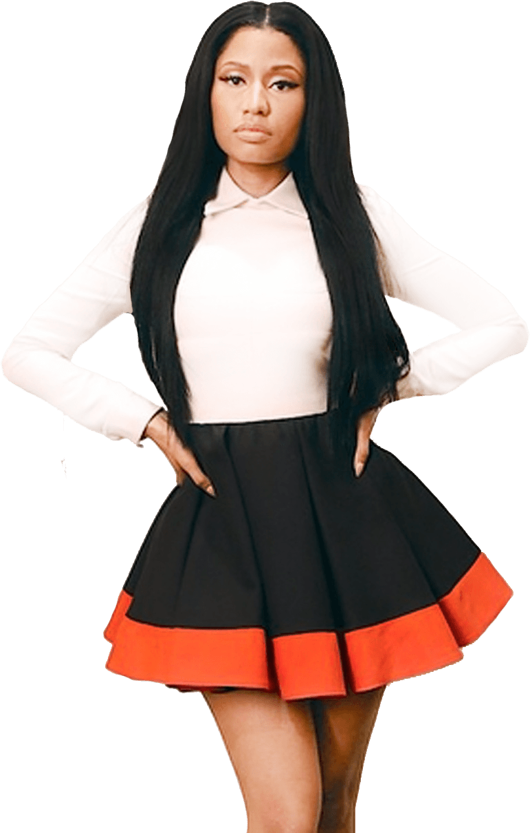 Elegant White Blouse Black Skirt PNG