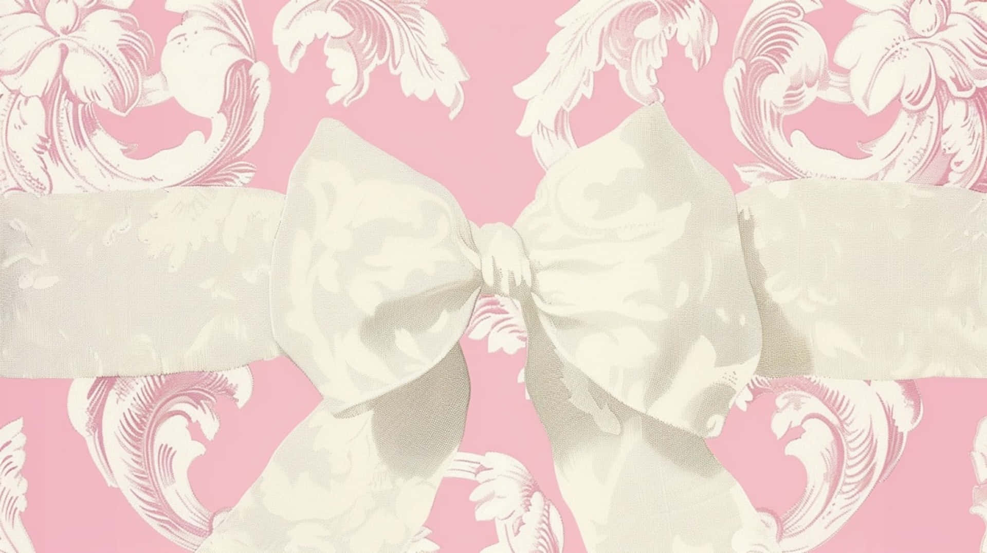 Elegant White Bowon Pink Background Wallpaper