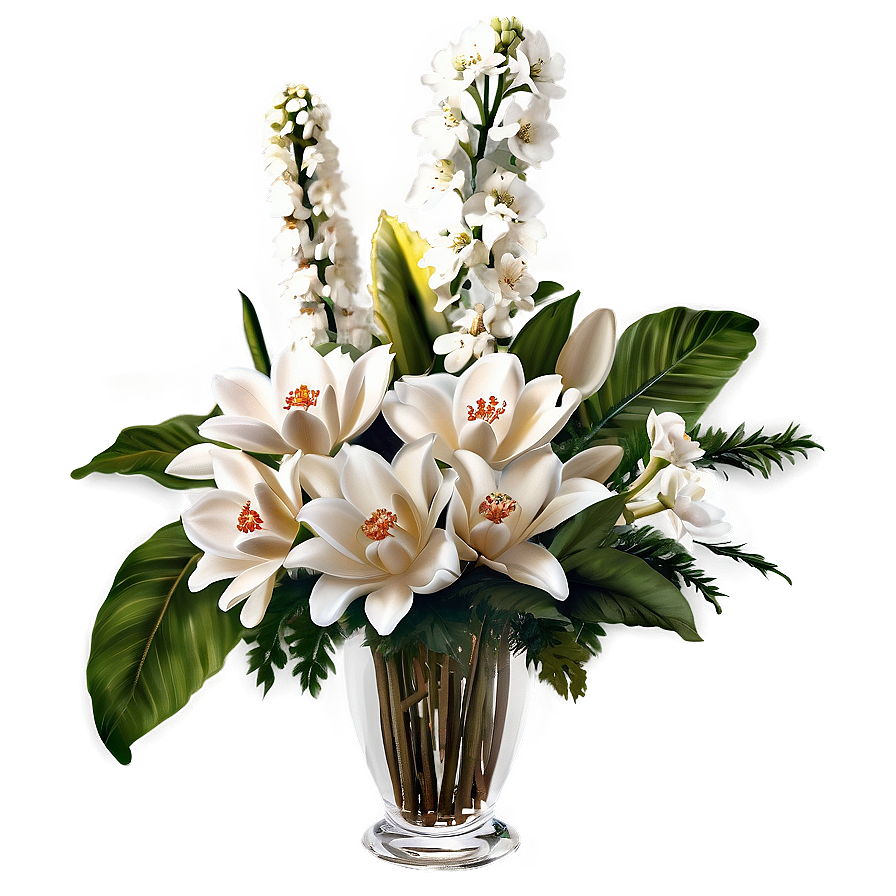 Elegant White Flowers Arrangement Png 05242024 PNG