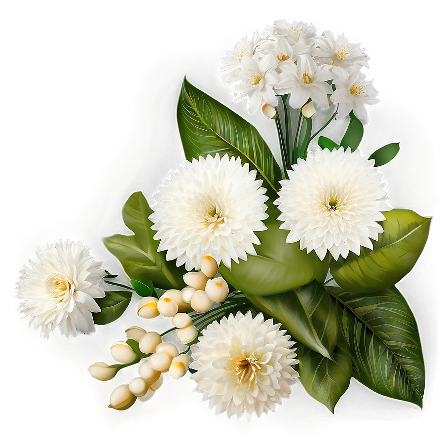 Elegant White Flowers Arrangement Png Qgt PNG