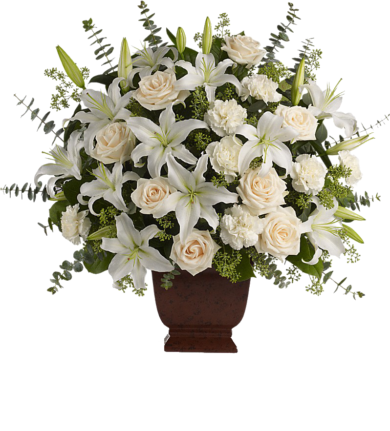 Elegant White Funeral Floral Arrangement.png PNG