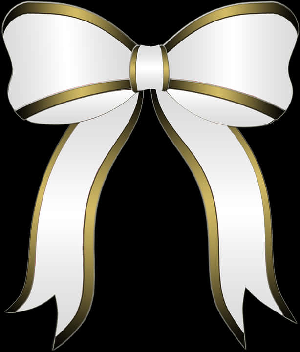 Elegant White Gold Christmas Bow PNG