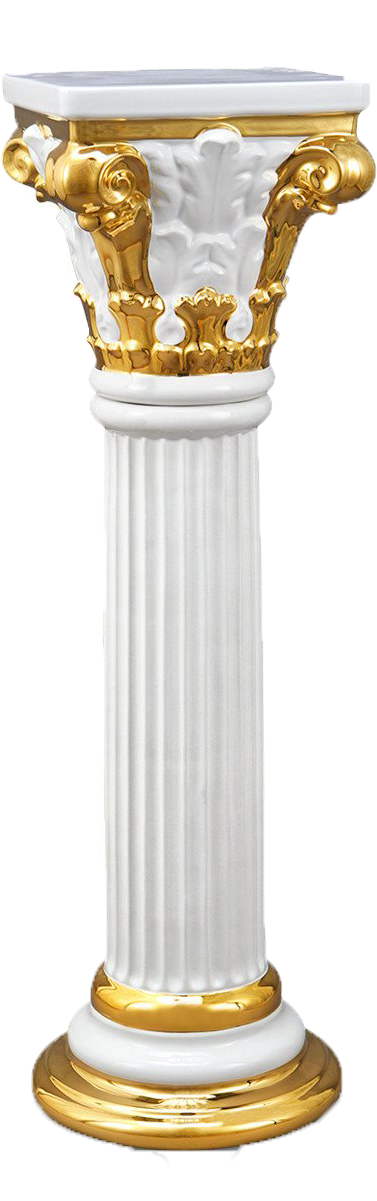 Elegant White Gold Column PNG