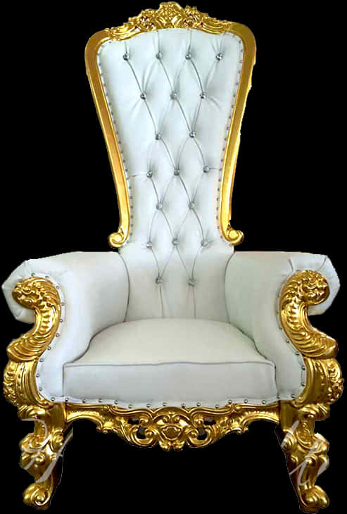 Elegant White Gold Throne Chair PNG