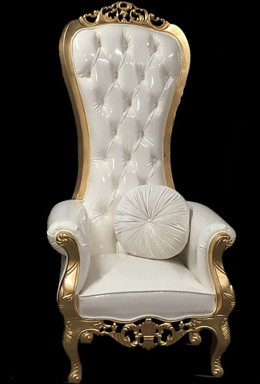 Elegant White Gold Trimmed Chair PNG