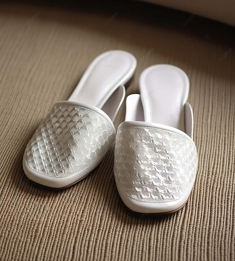 Elegante Witte Kant Slippers Achtergrond