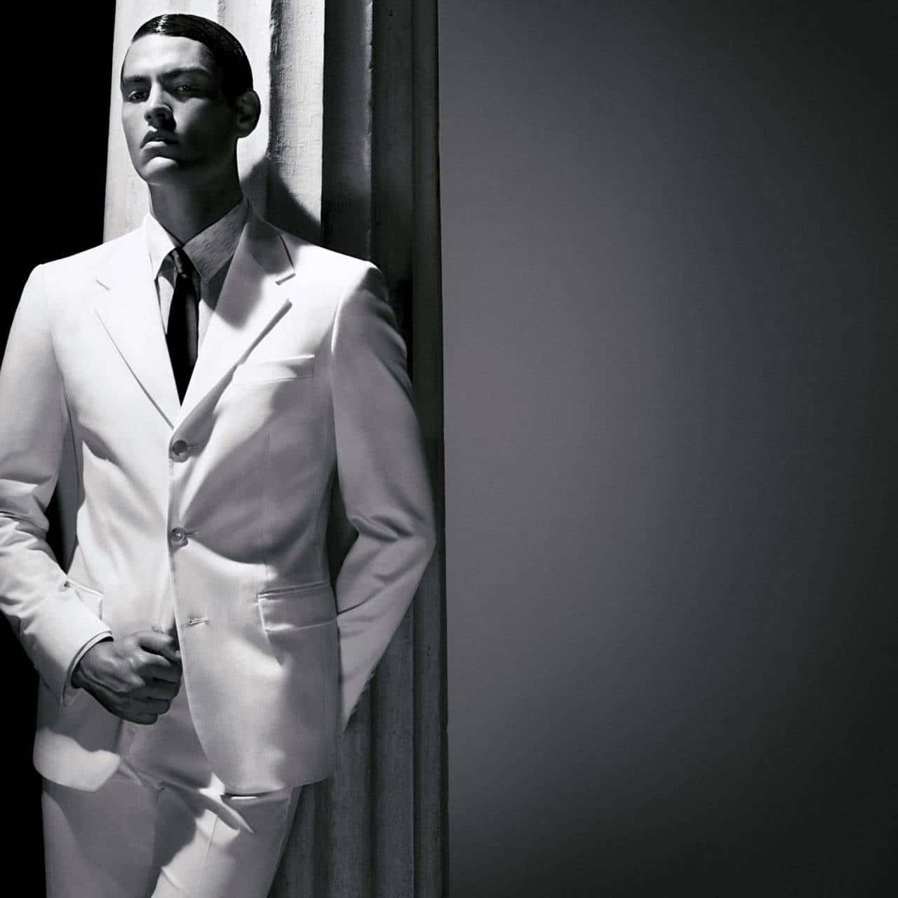 Elegant White Men Suit Style Wallpaper
