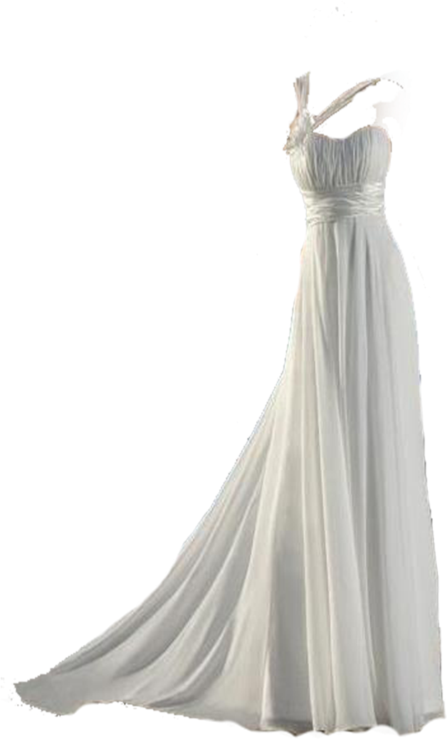 Elegant White One Shoulder Gown PNG