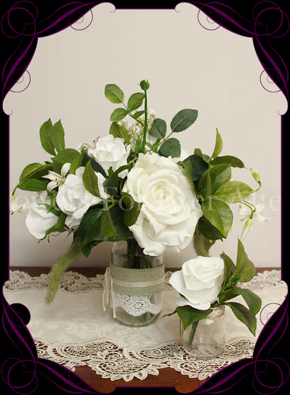 Elegant White Roses Arrangement PNG