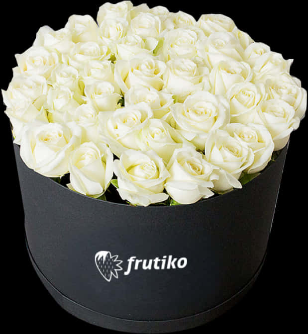 Elegant White Rosesin Black Box PNG