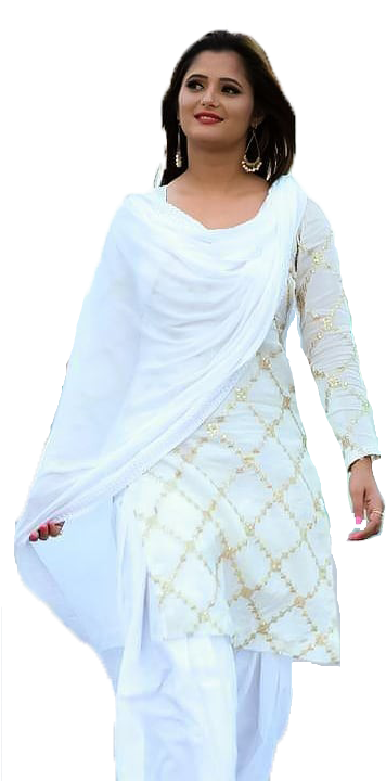 Elegant White Saree Style PNG