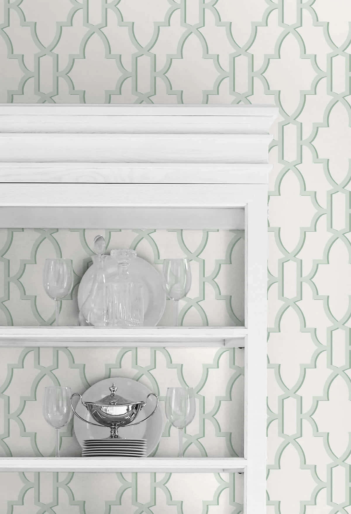 Elegant White Shelf Coastal Decor Wallpaper