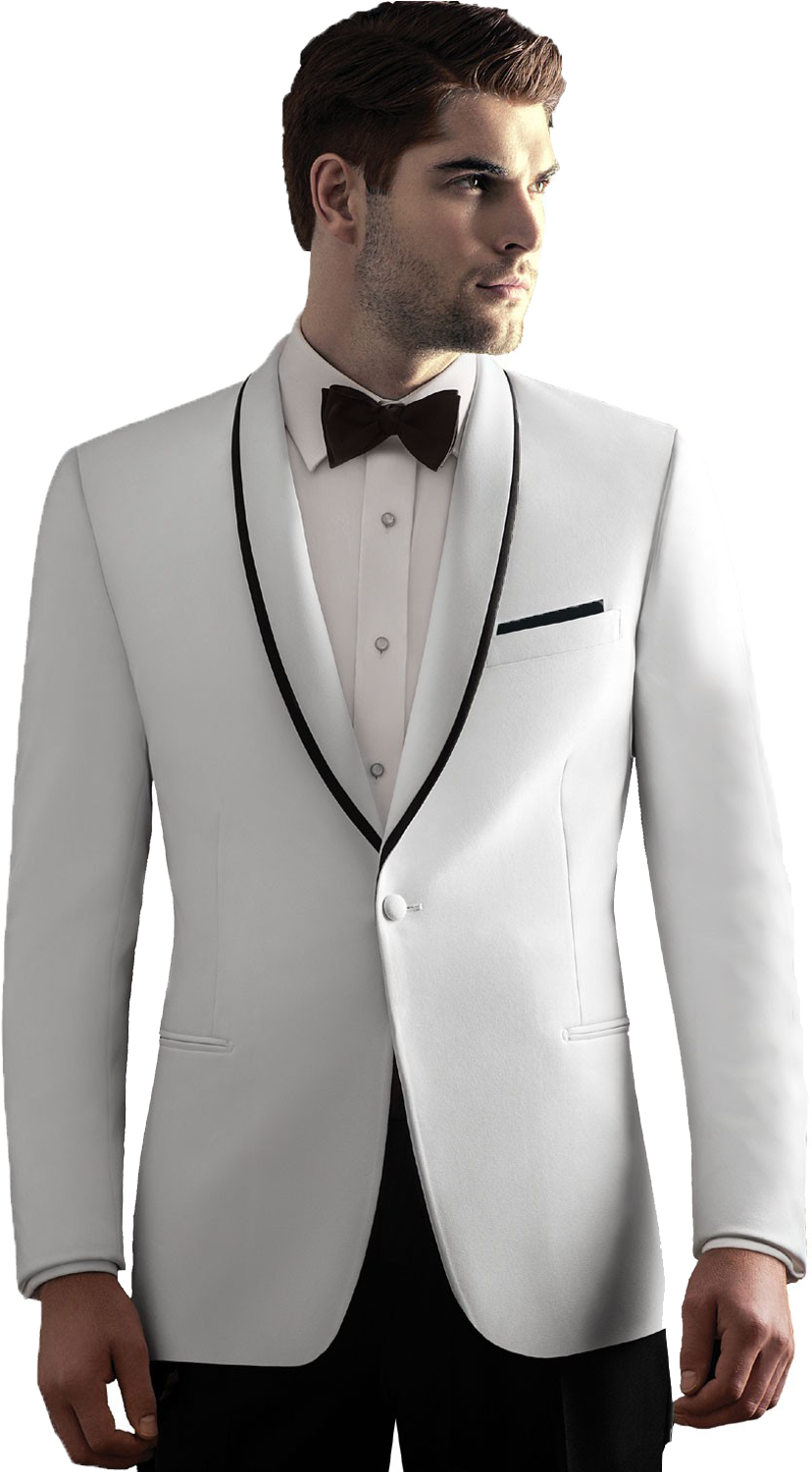 Elegant White Tuxedo Man PNG