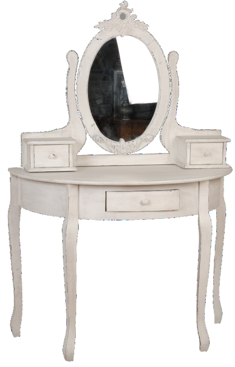 Elegant White Vintage Dressing Table PNG