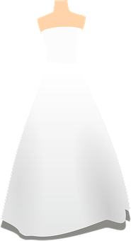 Elegant White Wedding Dress Graphic PNG