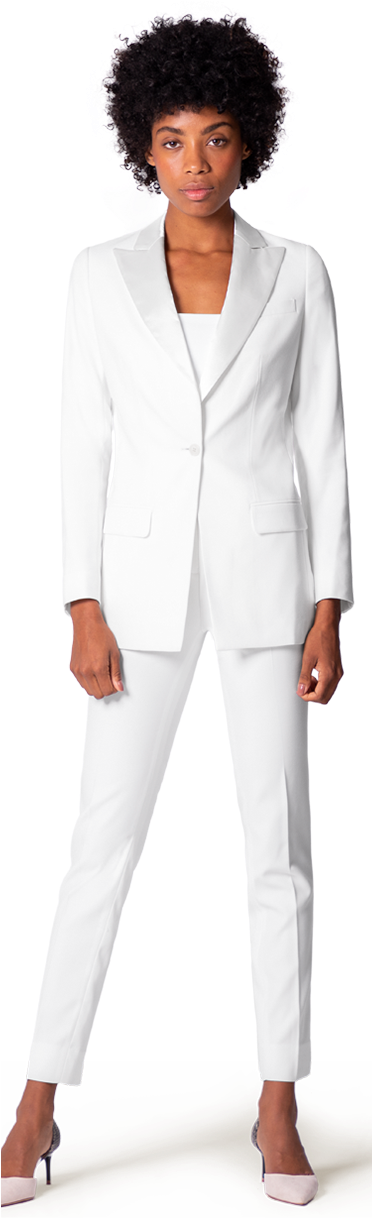 Elegant White Womens Tuxedo Suit PNG