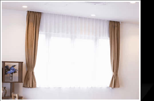 Elegant Window Curtains Interior PNG