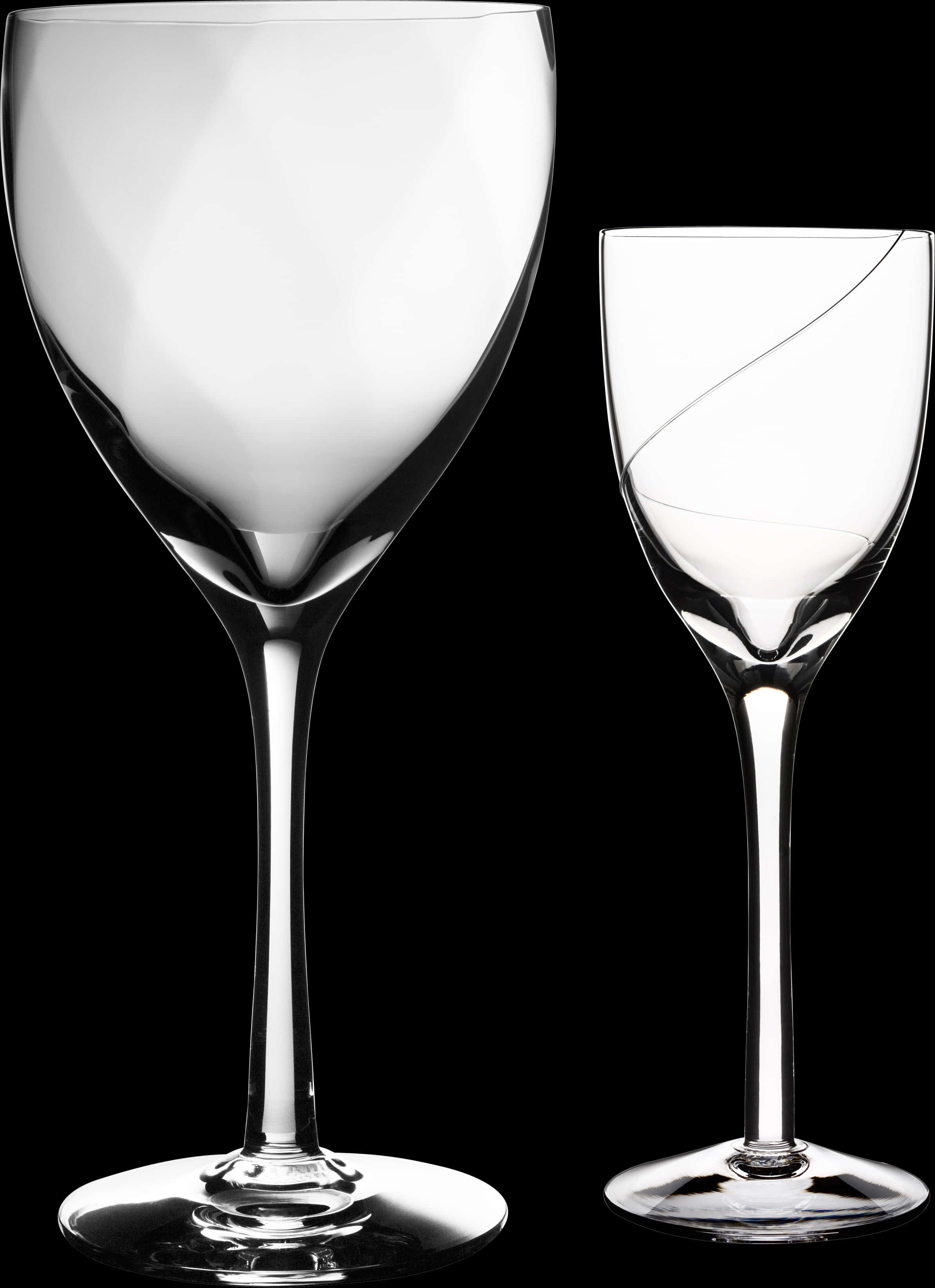 Elegant Wine Glasses Black Background PNG