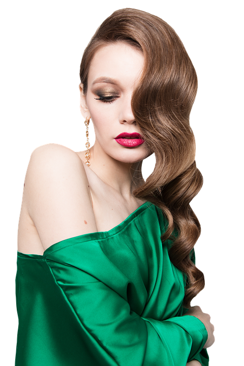 Elegant Woman Green Dress PNG