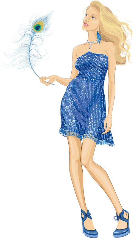 Elegant Woman Holding Peacock Feather PNG