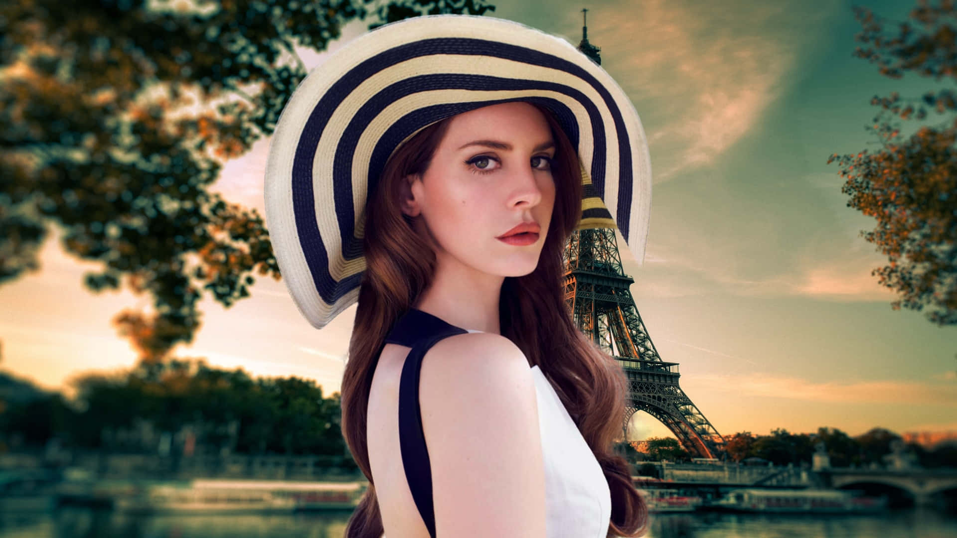 Elegant Woman Parisian Backdrop Wallpaper