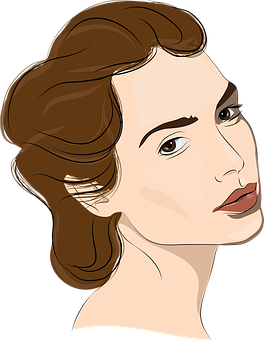 Elegant Woman Portrait Illustration PNG