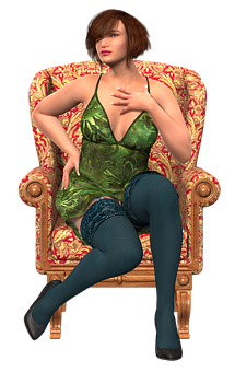 Elegant Woman Seatedin Ornate Chair PNG