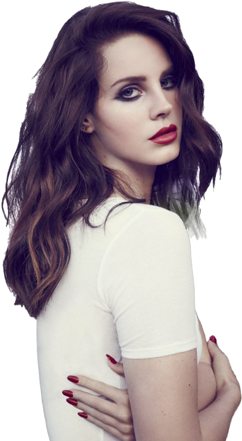 Elegant Woman White Top Red Lipstick PNG