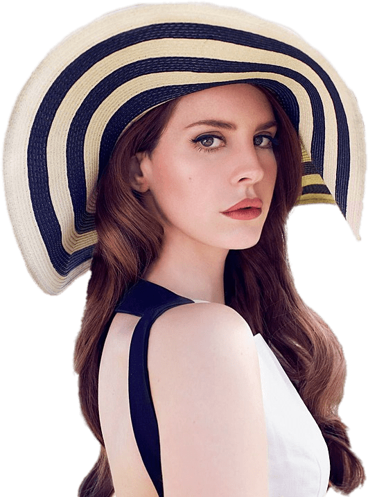 Elegant Woman Wide Brimmed Hat PNG