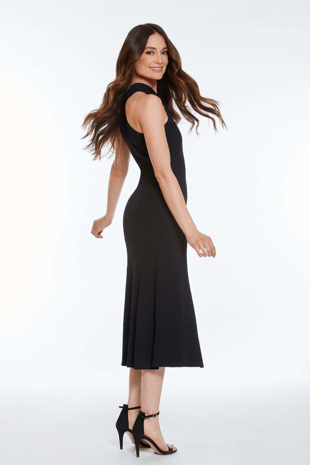 Elegant Womanin Black Dress Wallpaper