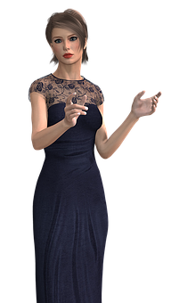 Elegant Womanin Blue Dress PNG