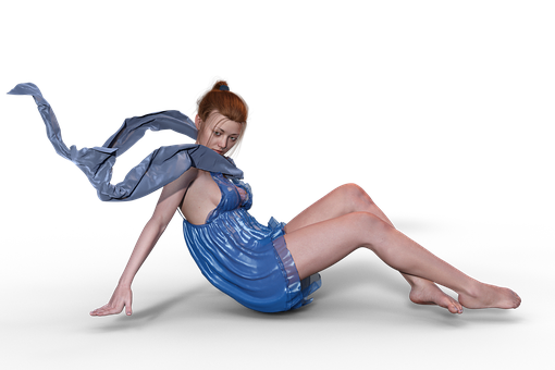 Elegant Womanin Blue Dress PNG