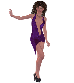 Elegant Womanin Purple Dress PNG