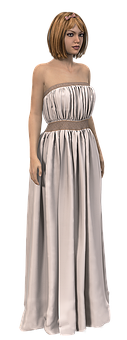 Elegant Womanin White Gown PNG