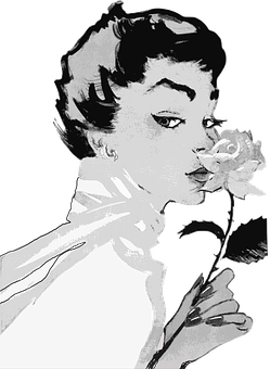 Elegant Womanwith Rose PNG