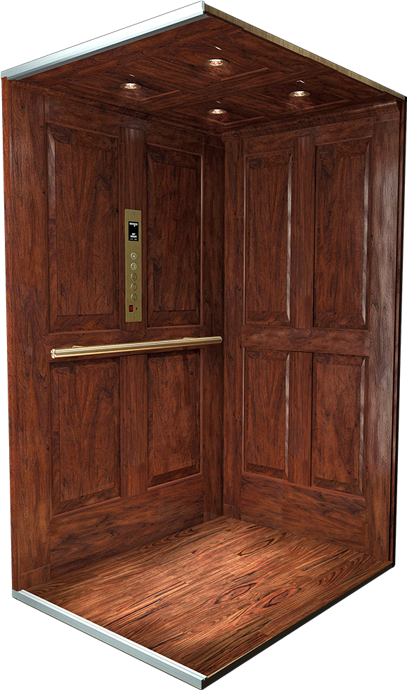 Elegant Wood Paneled Elevator Interior PNG